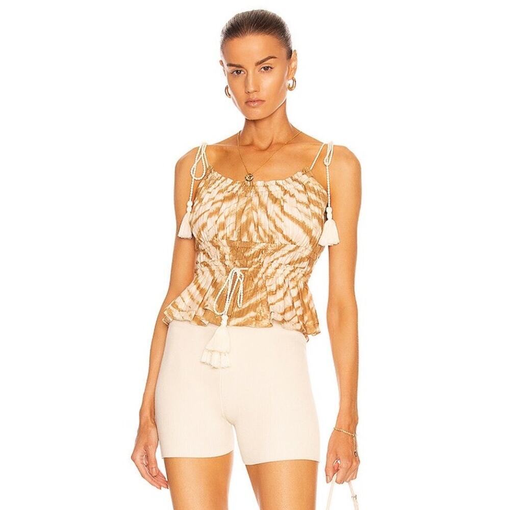 Ulla Johnson- Rio Top- Sand Tie Dye Tassel Tie Size 0